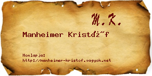 Manheimer Kristóf névjegykártya